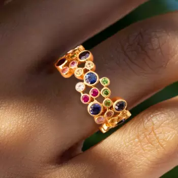 2.8ctw Multicolor Sapphire Milgrain Vintage Bubble Ring