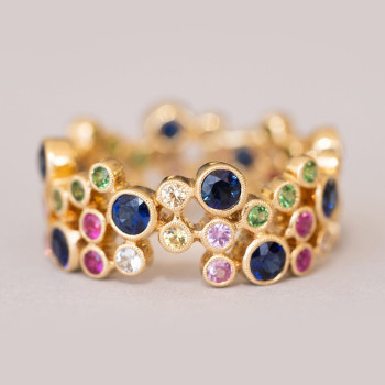 2.8ctw Multicolor Sapphire Milgrain Vintage Bubble Ring