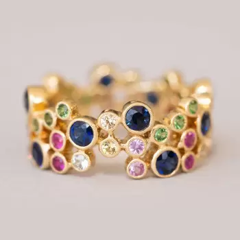2.8ctw Multicolor Sapphire Milgrain Vintage Bubble Ring