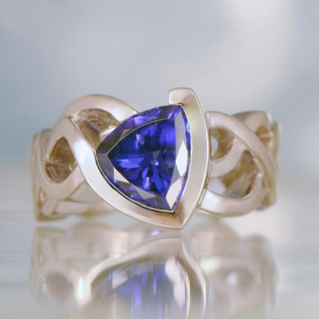 3.5ct Trillion Cut Tanzanite Blue Intertwined Modern Ring