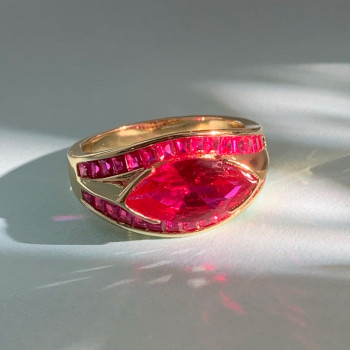 2.5ct Marquise Cut Ruby Gold Tone Cocktail Ring