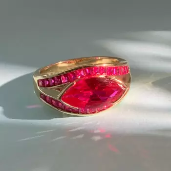 2.5ct Marquise Cut Ruby Gold Tone Cocktail Ring