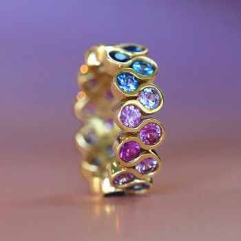8ctw Round Cut Multicolor Sapphire Rainbow Eternity Ring