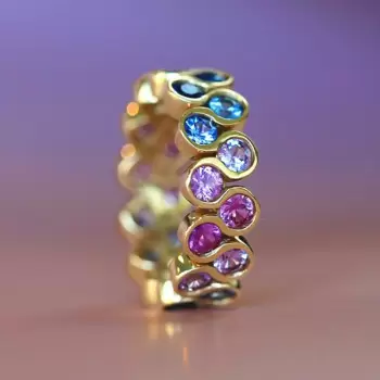 8ctw Round Cut Multicolor Sapphire Rainbow Eternity Ring
