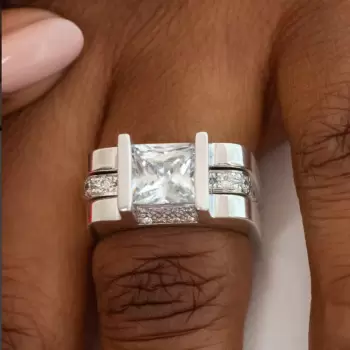 4.2ct Princess Cut Modern Style Square Wedding Ring Set