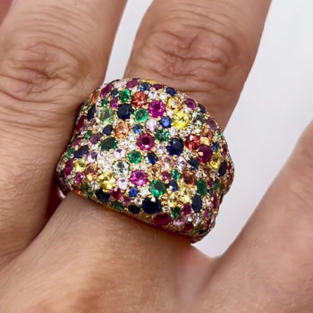 15ctw Multicolor Sapphire Allover Paved Bold Cocktail Ring
