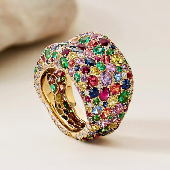 15ctw Multicolor Sapphire Allover Paved Bold Cocktail Ring