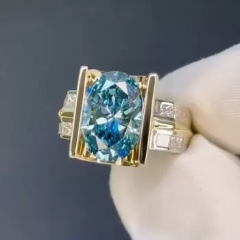 3ct Oval Cut Blue Sapphire Mechanical Style Unisex Engagement Ring