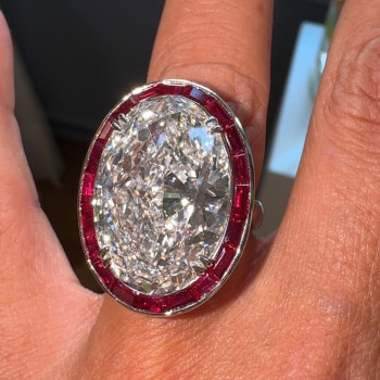 15ct Large Oval Cut Ruby Halo Vintage Cocktail Ring