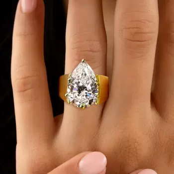 4.2ct Pear Cut White Sapphire Simple Classic Engagement Ring