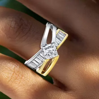 2ct Princess Cut Two Tone Modern Ribbon Engagement Ring