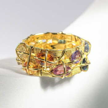 6ctw Oval Cut Rainbow Sapphire Nature-inspired Cocktail Ring