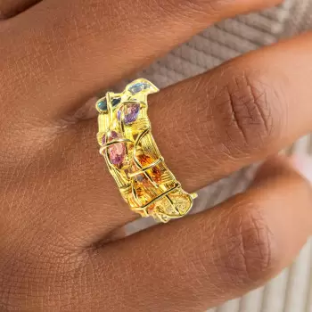 6ctw Oval Cut Rainbow Sapphire Nature-inspired Cocktail Ring