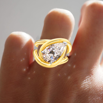 4.2ct Pear Cut Intertwined Split Shank Engagement Ring