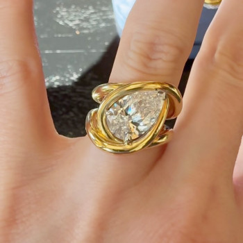 4.2ct Pear Cut Intertwined Split Shank Engagement Ring