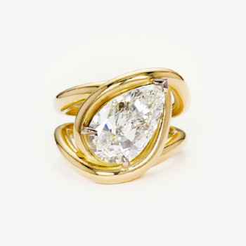 4.2ct Pear Cut Intertwined Split Shank Engagement Ring
