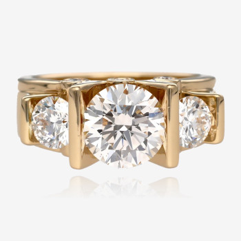 6ctw Tension-set Round Cut Three Stone Engagement Ring