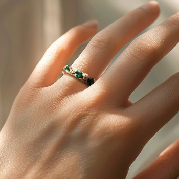 3ctw Round Cut Emerald/Pink Sapphire Eternity Ring