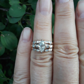 1.5ct Marquise Cut Vintage Three-piece Wedding Ring Set