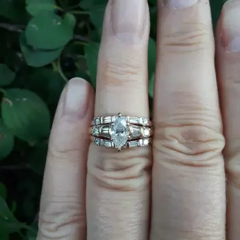 1.5ct Marquise Cut Vintage Three-piece Wedding Ring Set