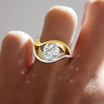 3.8ct Round Cut Split Shank Two Tone Engagement Ring