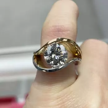 3.8ct Round Cut Split Shank Two Tone Engagement Ring