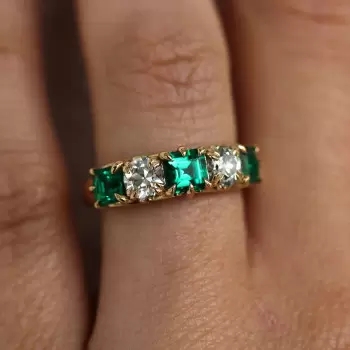 4ctw Asscher Cut Emerald Vintage Five-stone Ring