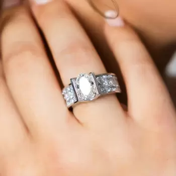 3ct Oval Cut Tension-set European Shank Engagement Ring