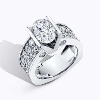 3ct Oval Cut Tension-set European Shank Engagement Ring