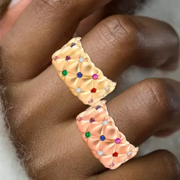 2ctw Round Cut Multicolor Sapphire Wide Cocktail Ring