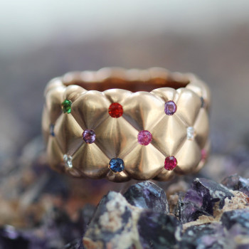 2ctw Round Cut Multicolor Sapphire Wide Cocktail Ring