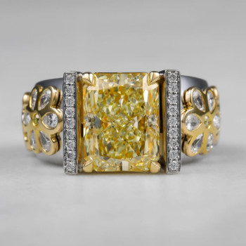 6ct Radiant Cut Yellow Sapphire Flower Cocktail Ring