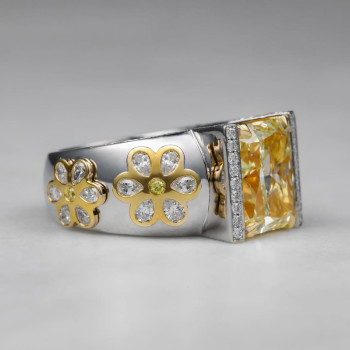 6ct Radiant Cut Yellow Sapphire Flower Cocktail Ring