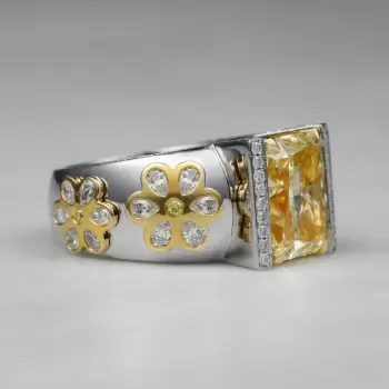 6ct Radiant Cut Yellow Sapphire Flower Cocktail Ring
