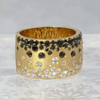 Flush Set White and Black Sapphire Starry Band Ring