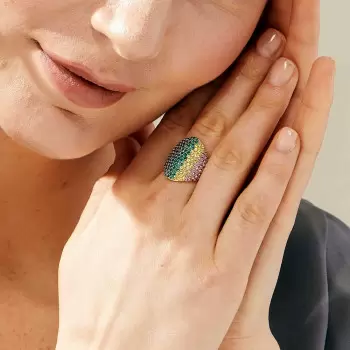 4ctw Round Cut Multicolor Sapphire Rainbow Cocktail Ring