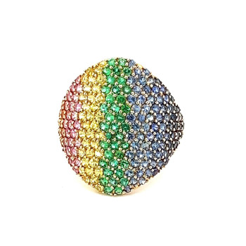 4ctw Round Cut Multicolor Sapphire Rainbow Cocktail Ring