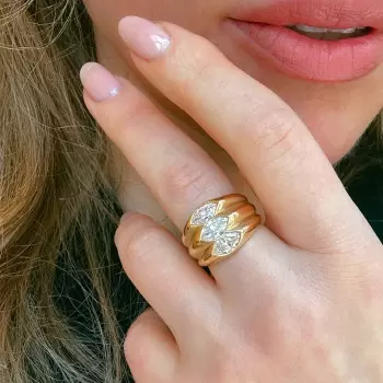 3ctw Marquise Cut Three Stone Modern Engagement Ring