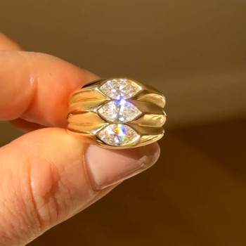3ctw Marquise Cut Three Stone Modern Engagement Ring