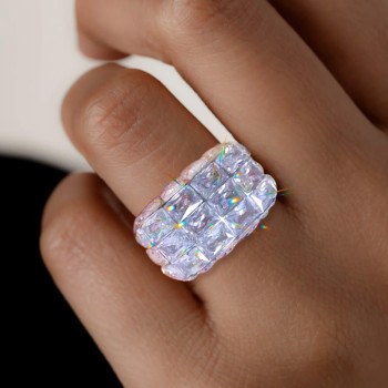 16ctw Emerald Cut White Sapphire Bold Dome Cocktail Ring