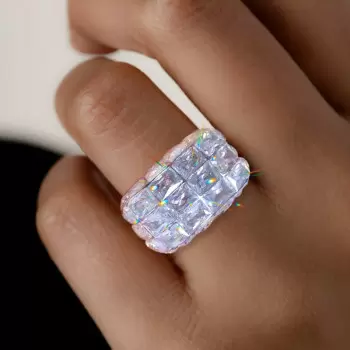 16ctw Emerald Cut White Sapphire Bold Dome Cocktail Ring