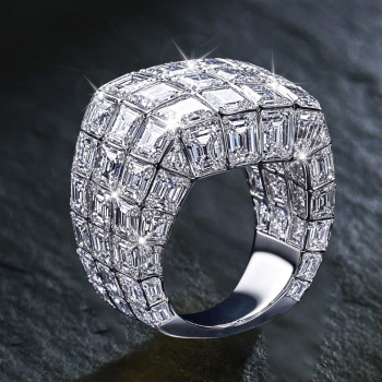 16ctw Emerald Cut White Sapphire Bold Dome Cocktail Ring