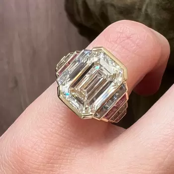 14ct Emerald Cut Art-deco Multicolor Cocktail Ring