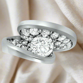 1.2ct Round Cut Curved Modern Engagement Ring