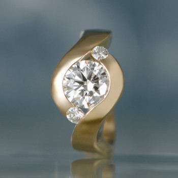 3ct Round Cut Bypass Three Stone Engagement Ring