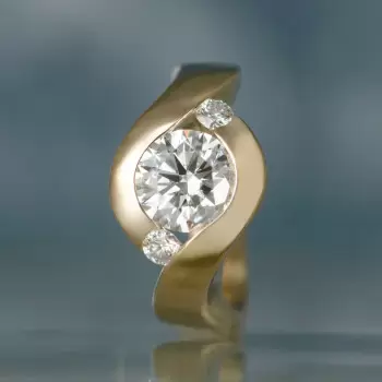 3ct Round Cut Bypass Three Stone Engagement Ring