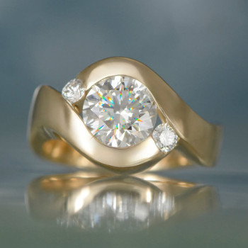 3ct Round Cut Bypass Three Stone Engagement Ring