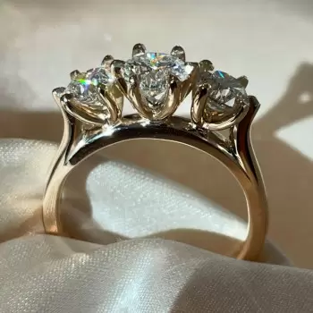 7ctw Round Cut Gold Tone Three Stone Wedding Ring Set