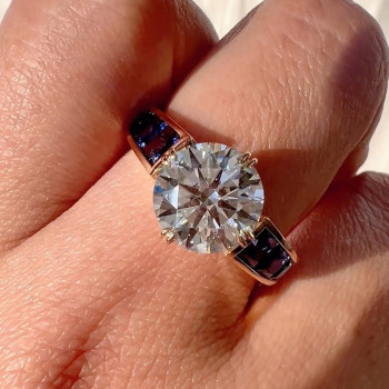 3ct Round Cut White Sapphire Art-deco Engagement Ring