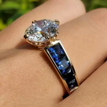 3ct Round Cut White Sapphire Art-deco Engagement Ring